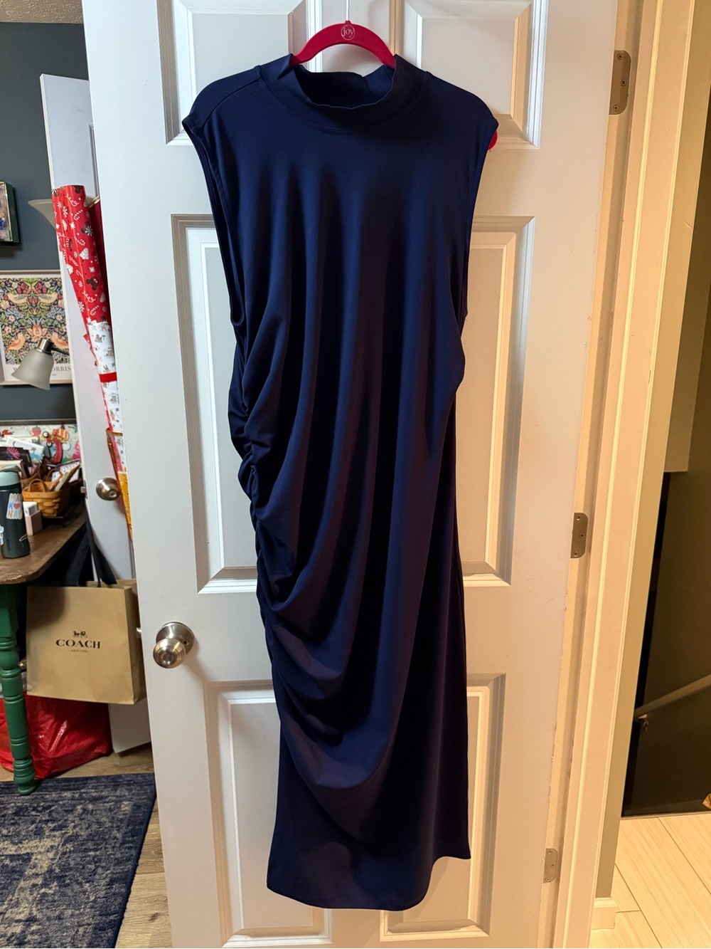 Eloquii Navy Sleeveless Draped Maxi Dress